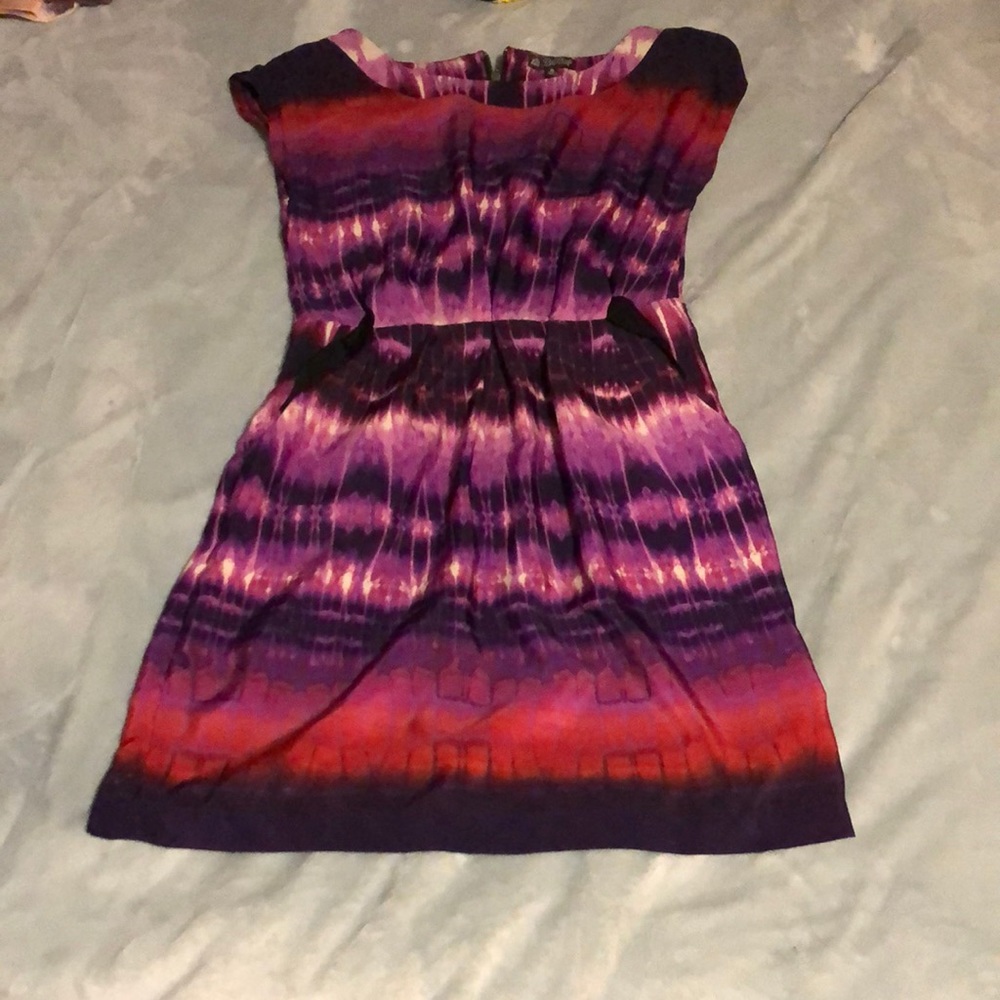 Purple and red dress with pockets